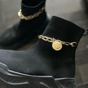 Versace Jeans Couture Chain Sock Boots - Black